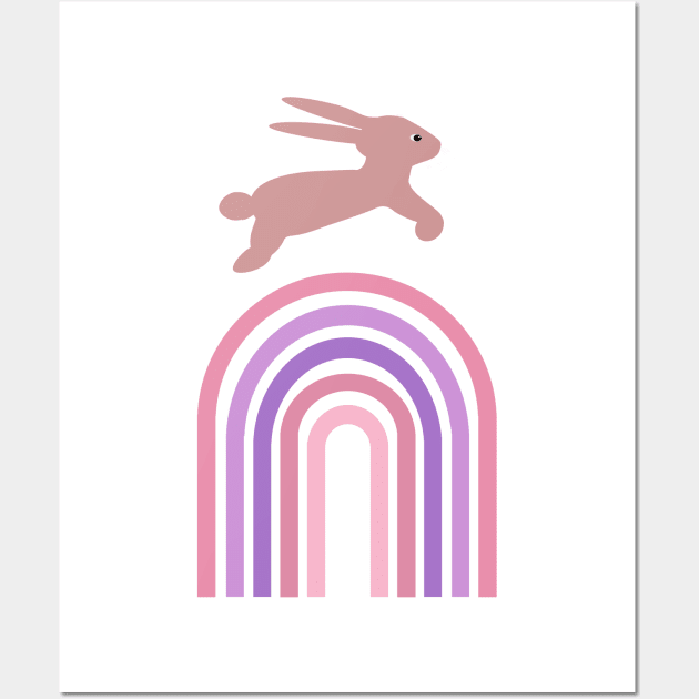 Bunny Over Rainbow Wall Art by Janremi
